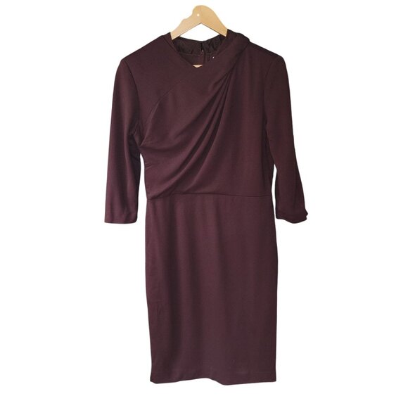 Jason Wu Brown Draped Sheath Dress With 3/4 Sleeves size 8 - Picture 1 of 6